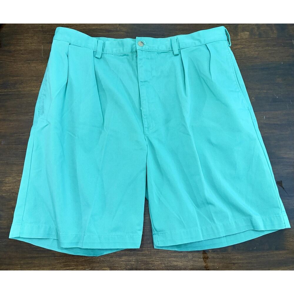 Vintage Polo Ralph Lauren Shorts Mens 38 Teal Green Pleated Classic Chino 90s